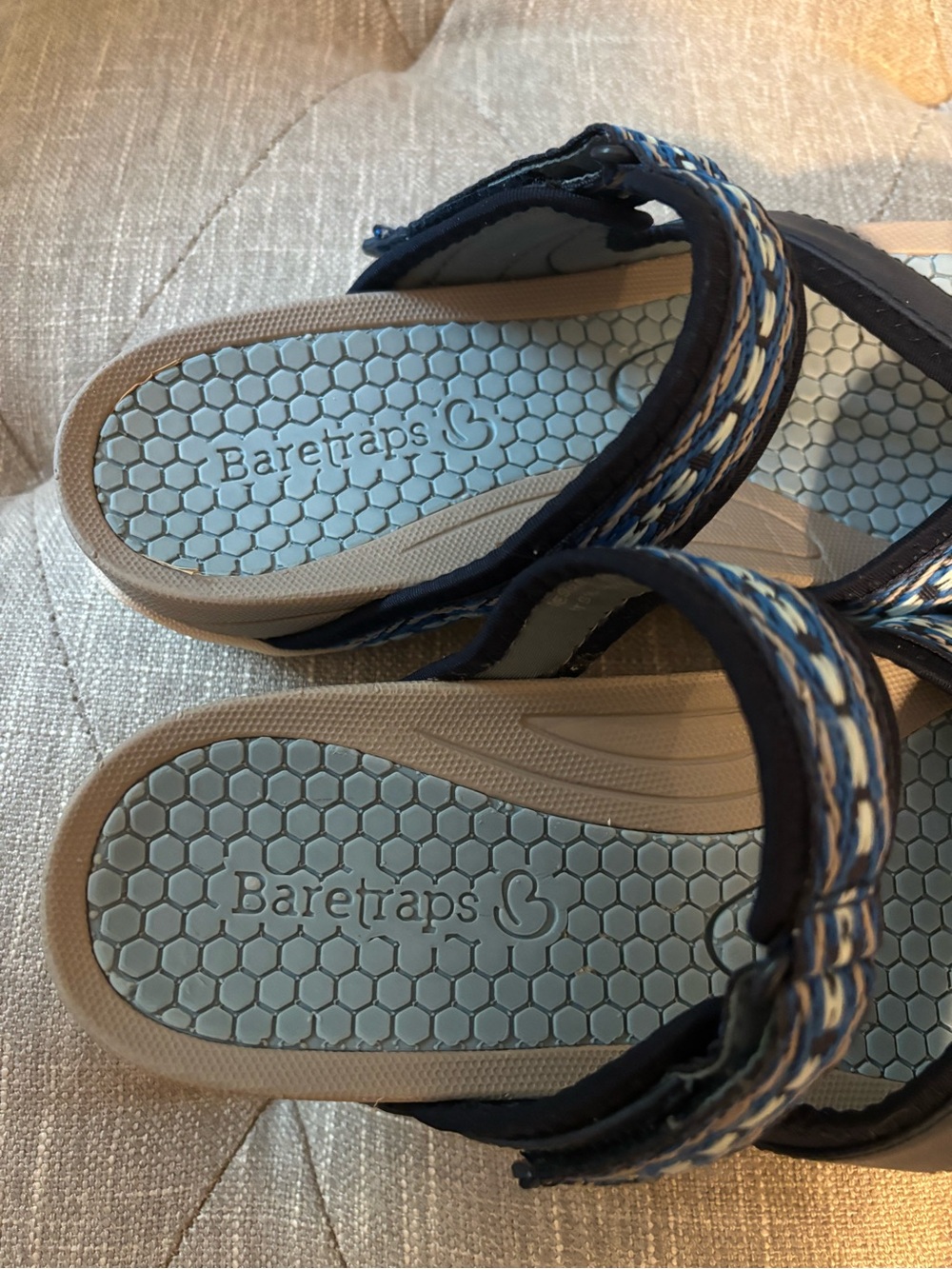 BareTraps Navy and Light Blue womens Hook-and-Loop Sandals